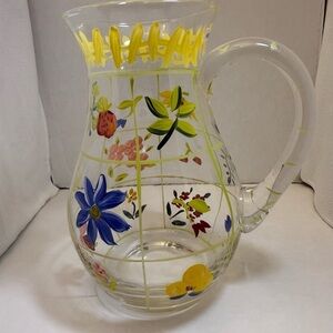 Collectible Vintage Hand Painted Flowers
Art Water Pitcher